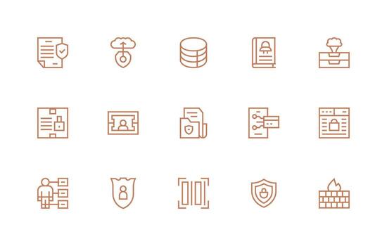 datos seguridad icono colección con 15 regular línea diseños completar icono haz para web diseño vector