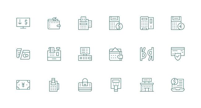 18 Icons for Electronic Payment in Minimal Line Format Neat Icon Set vector