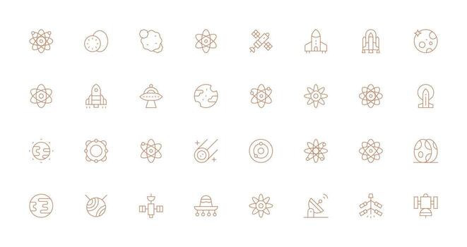 Thin Line Style Orbit Icons with 32 Vectors Responsive Icon Set for Flexible Layouts