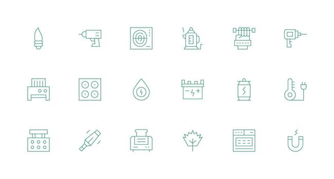 Electric including 18 Minimal Line Illustrations Flexible Icon System for Web Interfaces vector