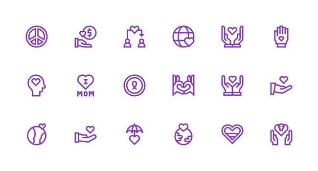 Strong Stroke Line Icons from Empathy Set with 18 Vectors Editable Icon Collection