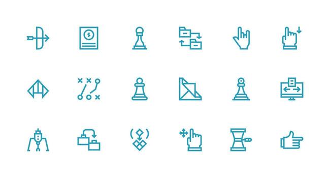 18 Strong Stroke Line Icons for Move Graphics Icon Set for Projects vector