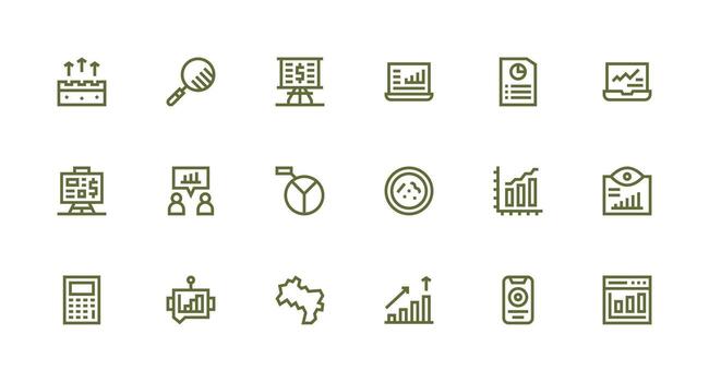 18 Strong Stroke Line Icons for Statistics Graphics Digital Product Icons for Fast Delivery vector