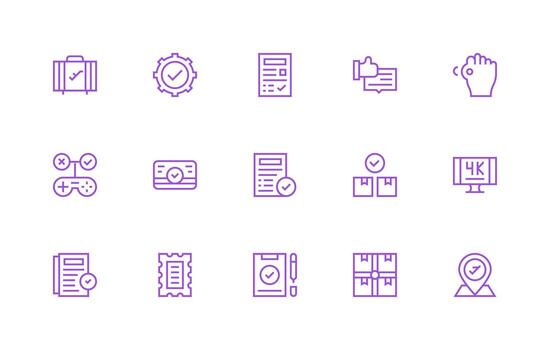 15 Regular Line Style Icons from Confirmation Collection Simplified Icon Pack for Visual Tools vector