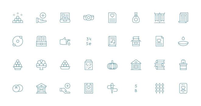 Collection Set with 32 Thin Line Icons Clear and Concise Icon Set Collection vector