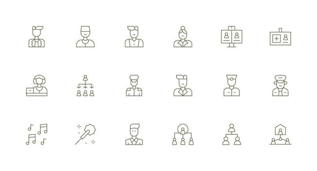 18 Minimal Line Designs for Staff Icons Quick Access Icons for UI Development vector
