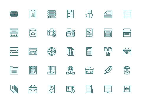 Regular Clean Line Icons from Files Set with 35 Vectors Theme-Based Icon Pack