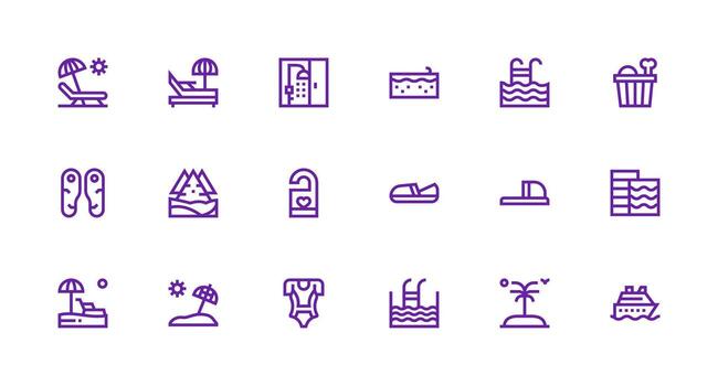 18 Strong Stroke Line Style Icons from Resort Collection Icon Set for Projects vector