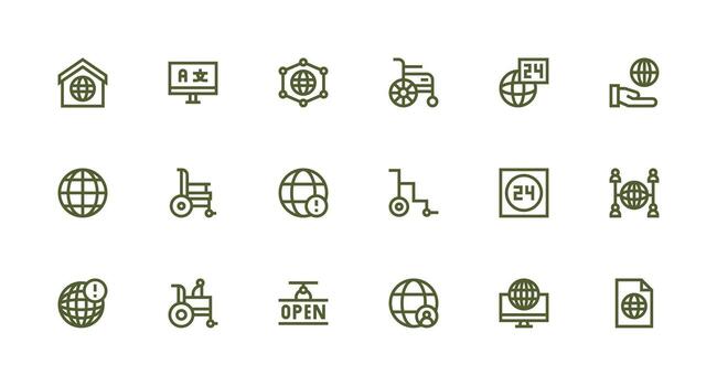 Accessibility featuring 18 Icons in Strong Stroke Line Design Clean Icon Set Icon Pack for UI Projects vector