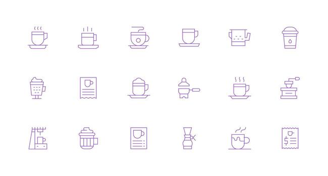 18 Minimal Line Designs for Espresso Icons Responsive Icon Set for Flexible Layouts vector