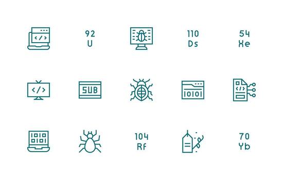 regular línea estilo código íconos con 15 vectores usuario interfaz íconos para digital productos