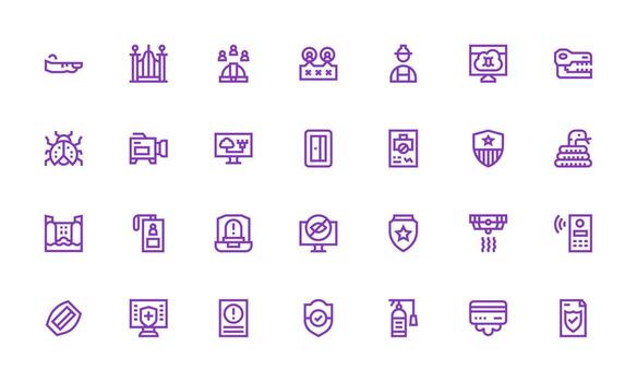 28 Icons for Security in Bold Line Format Quick Access Icons for UI Development vector