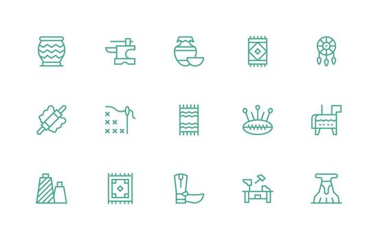 Handmade Icon Set with 15 Regular Line Graphics App Icon Pack vector