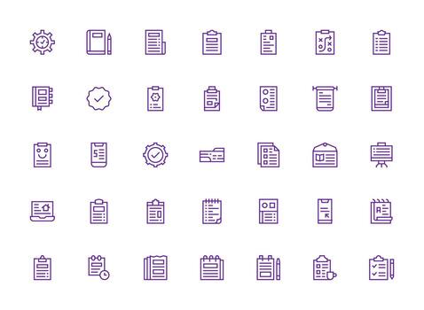 Checklist Icon Set with 35 Regular Clean Line Graphics Pixel Perfect Icon Set vector