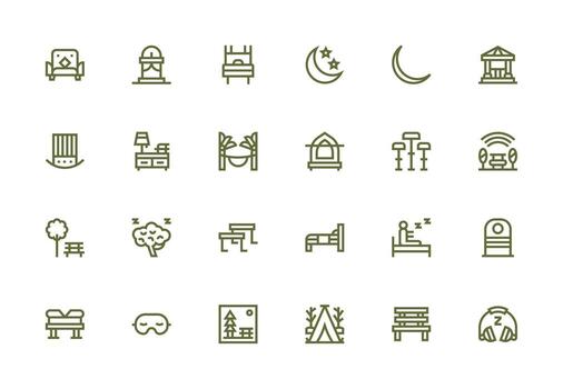 Rest Icon Set with 24 Thick Line Line Graphics Clean Icon Set Icon Pack for UI Projects vector