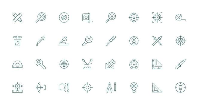 Precise Icon Collection with 32 Thin Line Designs Responsive Icon Set for Flexible Layouts vector