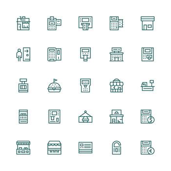 Medium Stroke Outline Icons from Kiosk Set with 25 Vectors Quick Access Icons for UI Development