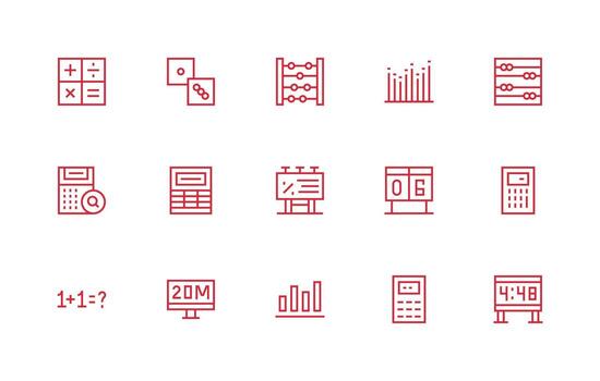 Regular Line Icons from Numbers Set with 15 Vectors All-Purpose Icon Design Pack