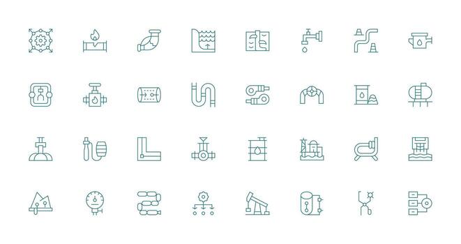 32 Delgado línea vectores para tubería tema interfaz icono colección para diario proyectos