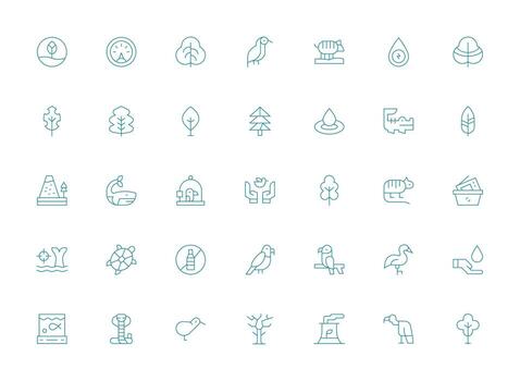 Conservation Set with 35 Light Line Icons Quick Access Icons for UI Development vector