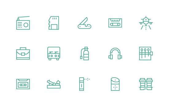Portable featuring 15 Icons in Regular Line Design Icon Set for Projects vector