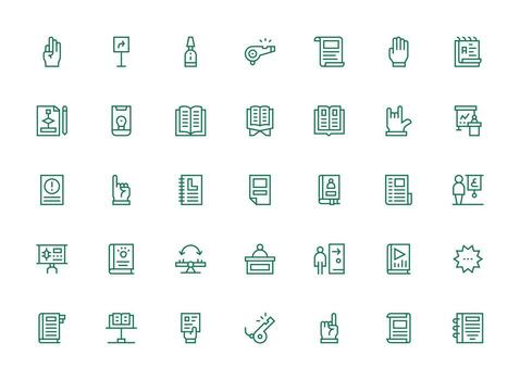 35 íconos para instrucción en regular limpiar línea formato de uso múltiple icono diseño paquete vector