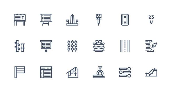 Vertical Icon Set with 18 Strong Stroke Line Graphics Neutral Style Icons for Any Project vector