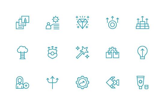 Enhancement Set with 15 Regular Line Icons Neat Icon Set vector