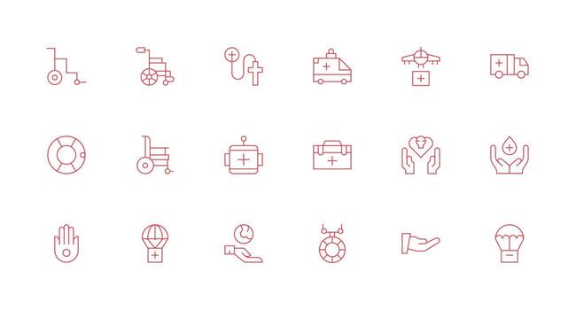 ayuda presentando 18 íconos en mínimo línea diseño todas dispositivo compatible icono conjunto vector