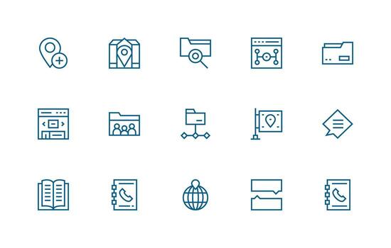 Directory Set with 15 Regular Line Icons Web Icon Collection vector