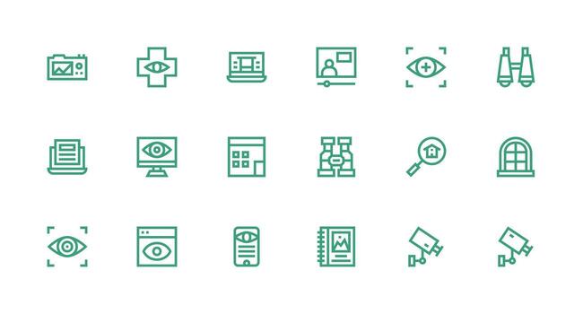 18 Icons for View in Strong Stroke Line Format Reusable Icon Set vector