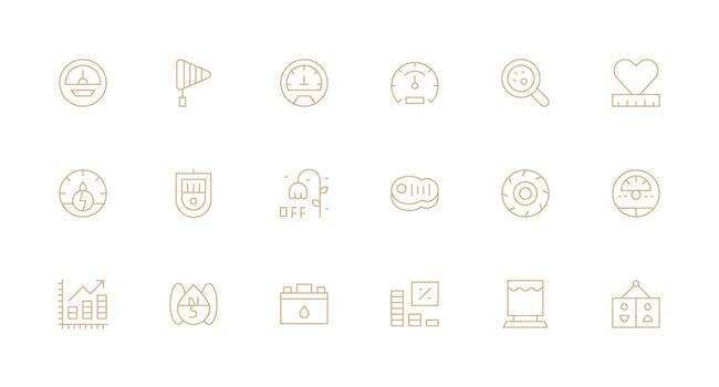 mínimo línea estilo indicador íconos con 18 vectores ligero icono serie