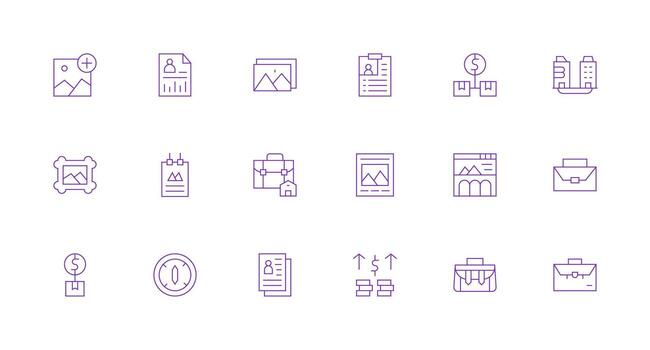 18 Minimal Line Style Icons from Portfolio Collection Multi-Purpose Icon Pack for Templates vector