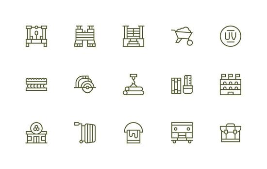 15 Regular Line Icons for Materials Graphics Organized Pack for Project Assets vector