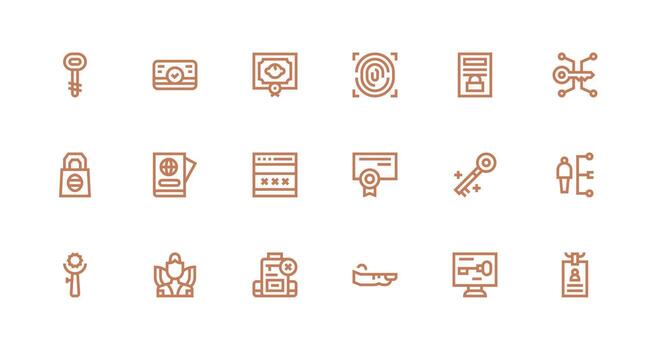 Authorization Visual Pack containing 18 Strong Stroke Line Icons Line Icon Collection vector