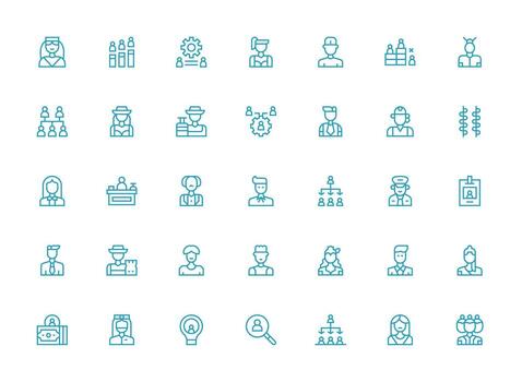 Regular Clean Line Icons from Staff Set with 35 Vectors Web Icon Collection