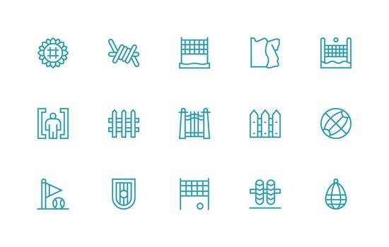 Perímetro icono conjunto con 15 regular línea gráficos sencillo íconos para interfaz y wireframes vector