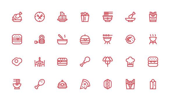 Meal Visual Pack containing 28 Bold Line Icons Icons Built for Visual Consistency Pack vector