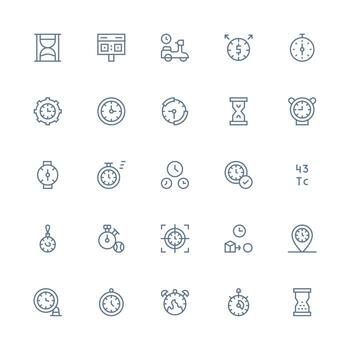 Timing Visual Pack containing 25 Medium Stroke Outline Icons Layout Icon Collection vector