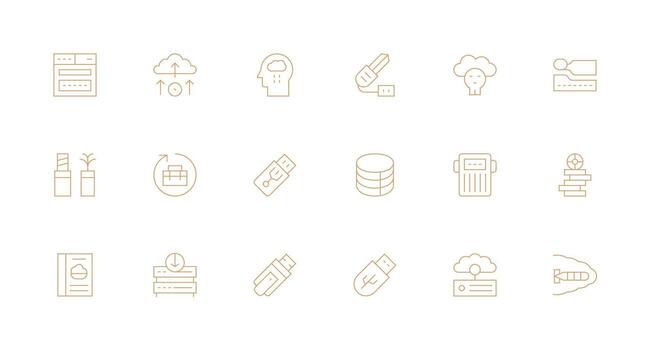 datos apoyo icono conjunto con 18 mínimo línea gráficos diseño Listo icono conjunto para equipos vector