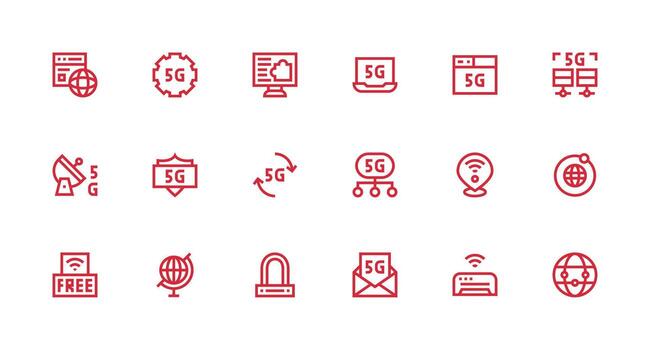 Internet acceso visual paquete conteniendo 18 fuerte carrera línea íconos icono conjunto para proyectos vector