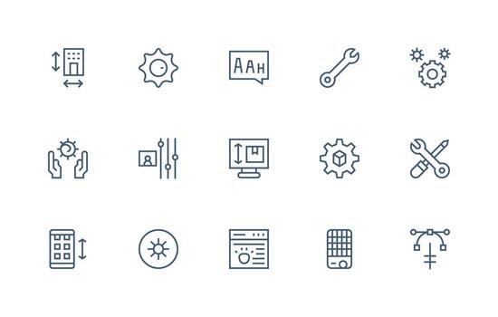 ajustar icono conjunto con 15 regular línea gráficos organizado icono paquete para rápido acceso vector