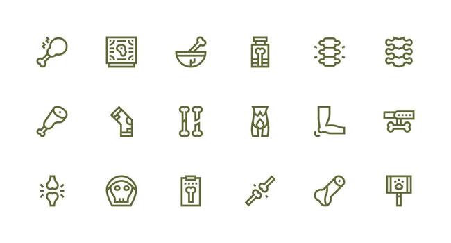 Strong Stroke Line Icons from Bone Set with 18 Vectors Neat Icon Set