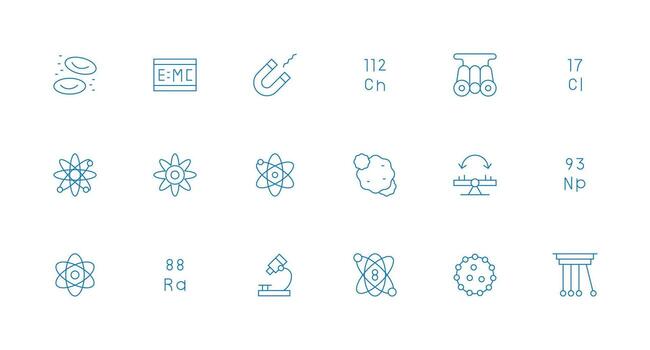 18 Minimal Line Style Icons from Physics Collection Essential Icon Set for Teams vector