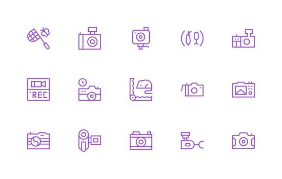 Capture Visual Pack containing 15 Regular Line Icons Scalable Icon Pack vector
