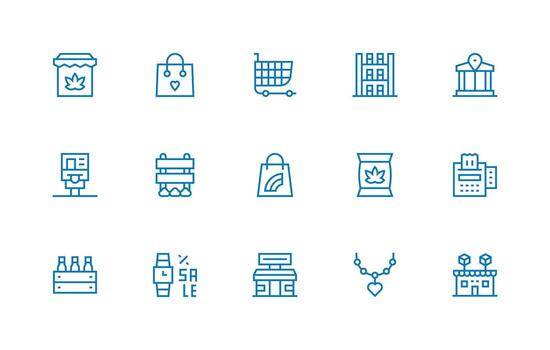 Retail Set with 15 Regular Line Icons Icon Set for Web vector