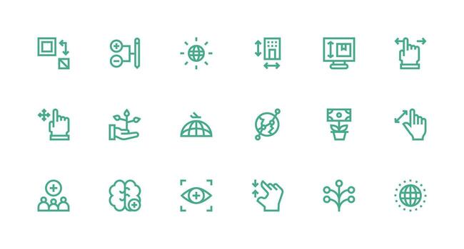 Strong Stroke Line Style Expand Icons with 18 Vectors Core Icon Collection for Daily Tasks
