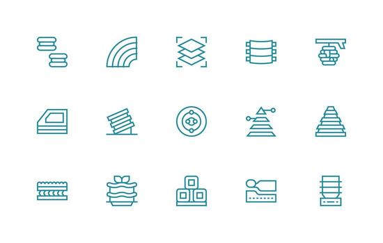 Layers Icon Set with 15 Regular Line Graphics All Device Compatible Icon Set vector