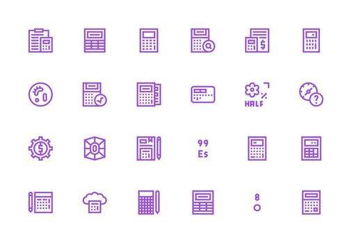 Thick Line Line Style Calculation Icons with 24 Vectors Web and App Icon Pack Collection