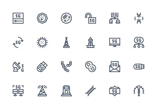 24 íconos para celular en grueso línea línea formato de múltiples fines icono paquete para plantillas vector
